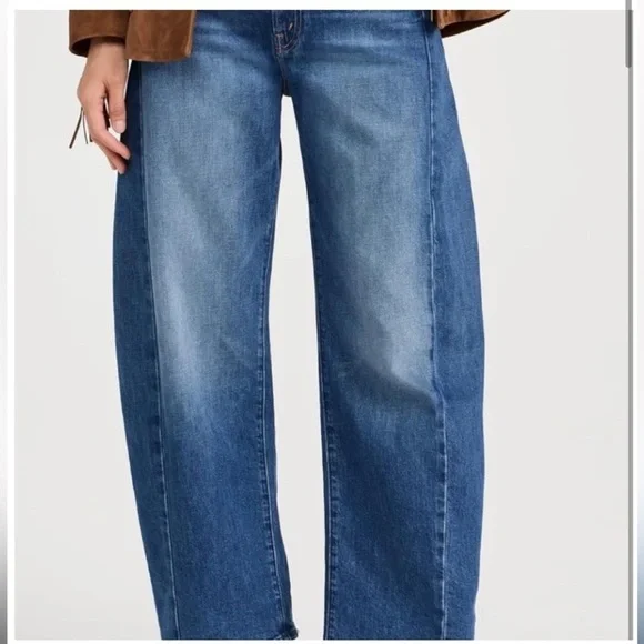 Mother full pipe flood jeans denim Blue it’s a small world NWT size 32 - Picture 2 of 12